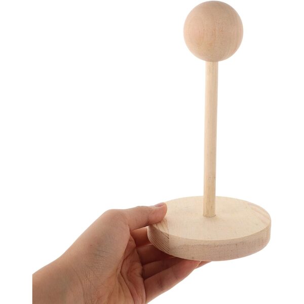 GALPADA Porta Parrucche in Legno per Bambole BJD con Base Antiscivolo Beige