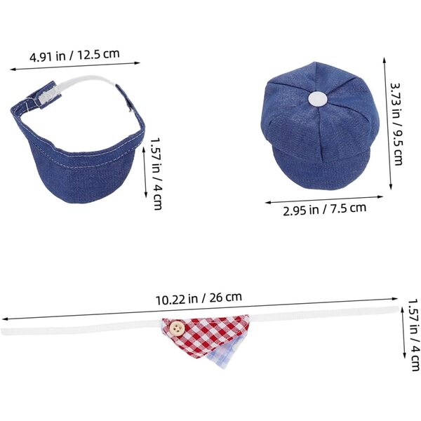 Set mit 12 Mini-Dreiecksschals und Sommermützen für Puppen – kreative Modeaccessoires