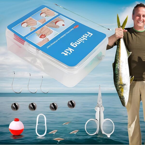Kit da pesca di sopravvivenza Lnhgh 24 pezzi per lago, fiume, mare e kayak