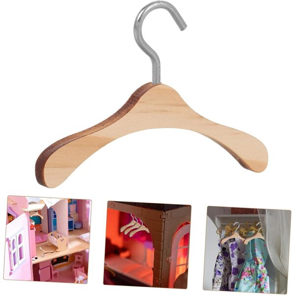 10 Stück Mini-Puppenkleiderbügel aus Holz, kompakte Kleiderbügel für das Puppenhaus