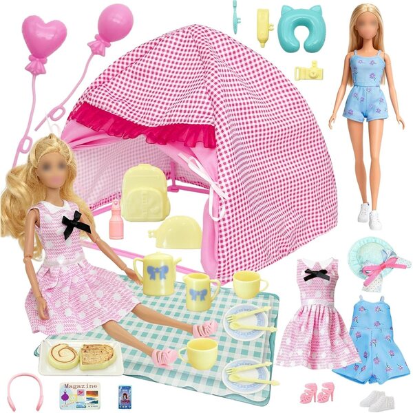 Campingset für 29,2 cm große Puppe mit 32 Carreuty-Reiseaccessoires