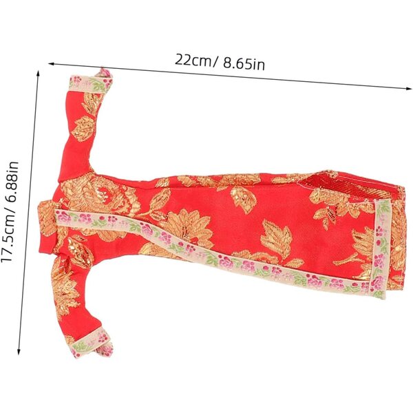 Set 4 Abiti Cheongsam per Bambole Colorati Blu Rosso Bianco con Copricapo