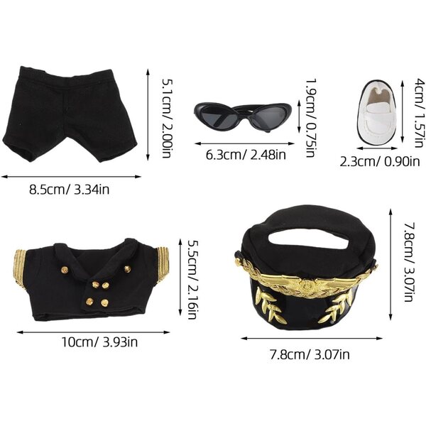BESPORTBLE Vestito Pilota per Bambola di Peluche con Cappello e Distintivo Accessori Cosplay
