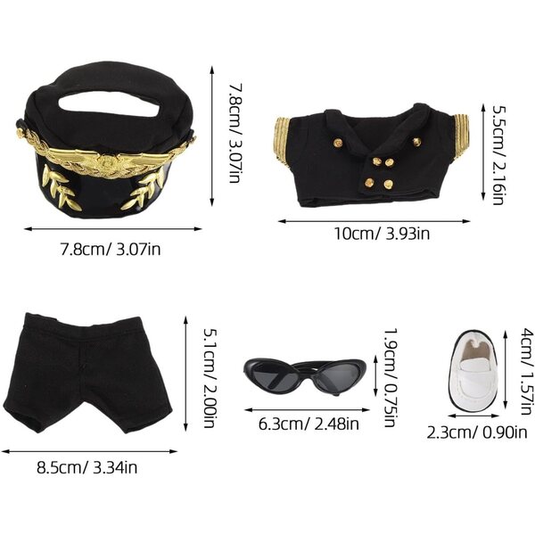 BESPORTBLE Vestito Pilota per Bambola di Peluche con Cappello e Distintivo Accessori Cosplay