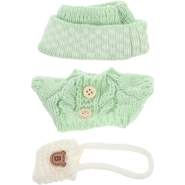 Gatuida Set aus Kleidung und Accessoires, grüner Pullover für 17 cm große Bärenpuppen und Stofftiere