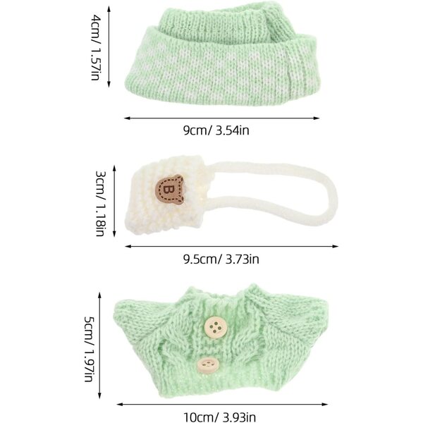 Gatuida Set aus Kleidung und Accessoires, grüner Pullover für 17 cm große Bärenpuppen und Stofftiere