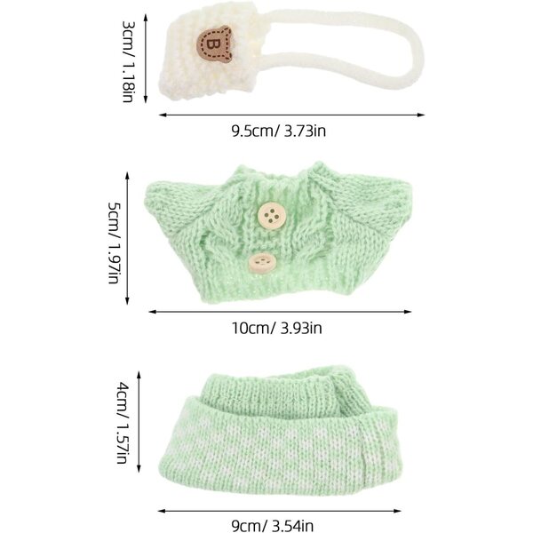 Gatuida Set aus Kleidung und Accessoires, grüner Pullover für 17 cm große Bärenpuppen und Stofftiere