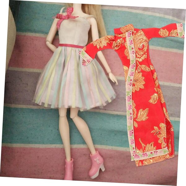 ORFOFE 4 Set Vestiti Cheongsam Bambole Cinesi Floreali Accessori Costume Vintage