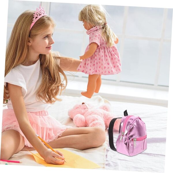 Hemobllo Mini-Schulrucksack für Puppen, Rosa – dekoratives und funktionales Accessoire