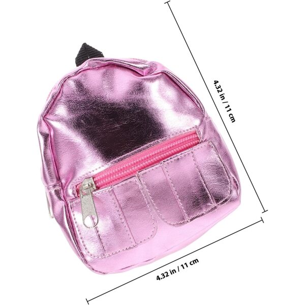 Miniatur-Rucksack für rosa Puppen aus Stoff 11x11x5 cm, dekorative Mini-Schultasche