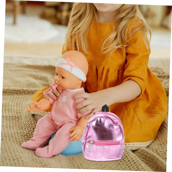 Miniatur-Rucksack für rosa Puppen aus Stoff 11x11x5 cm, dekorative Mini-Schultasche