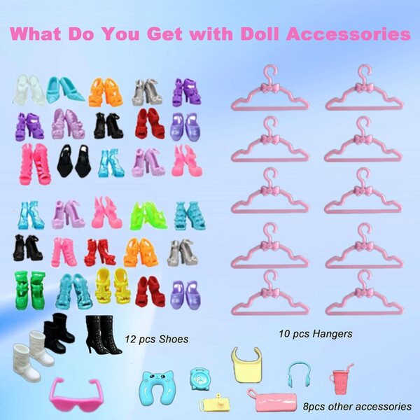 41-teiliges Set aus Kleidung und Modeaccessoires für 29–30 cm große Puppen mit Kleidung, Schuhen und Bikini