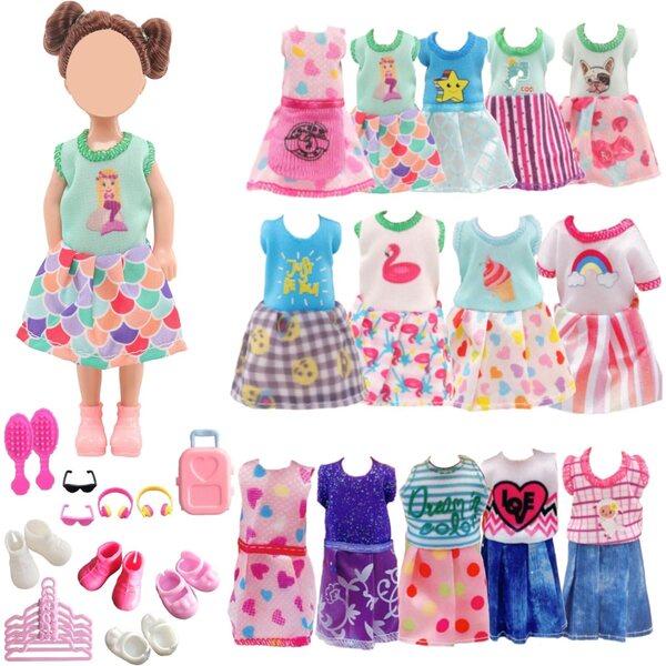 Puppenkleidungsset 15,2 cm 29-teilig mit Kleidung, Schuhen, Brillen und Accessoires