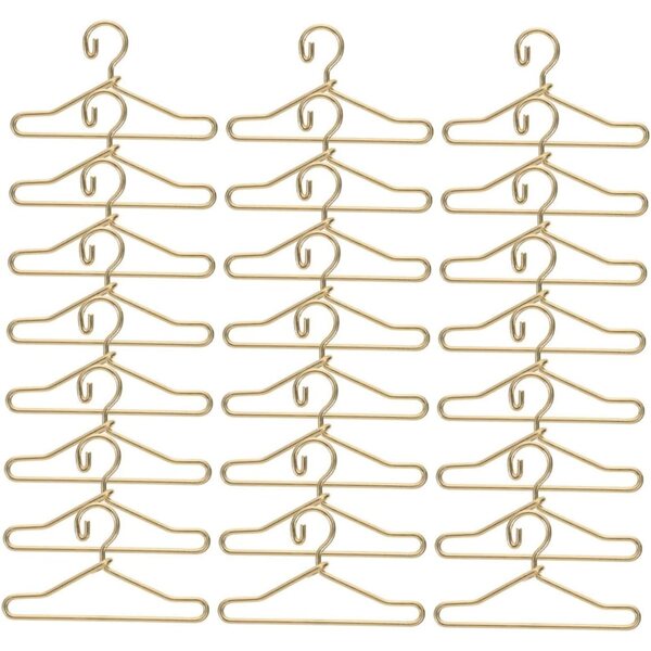 VICASKY 40 Stück Miniatur-Kleiderbügel aus Legierung für Puppenkleidung, goldene Ornamente
