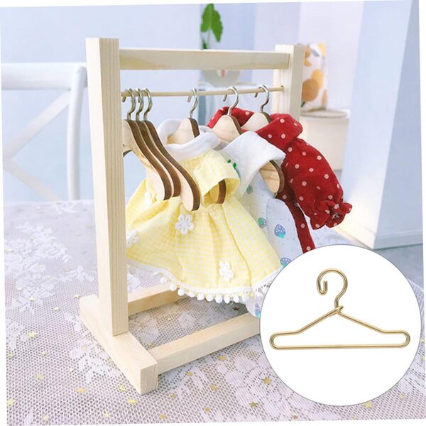 VICASKY 40 Stück Miniatur-Kleiderbügel aus Legierung für Puppenkleidung, goldene Ornamente
