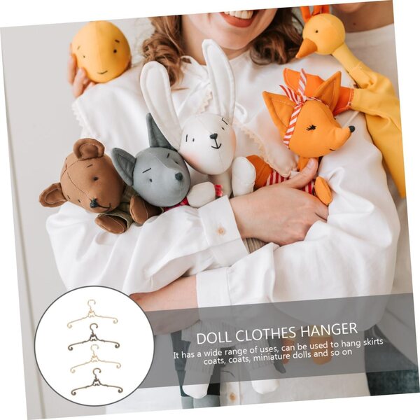 Mini-Puppenbügel 4 Stück aus goldener und bronzefarbener Legierung, DIY-Kleiderorganisator