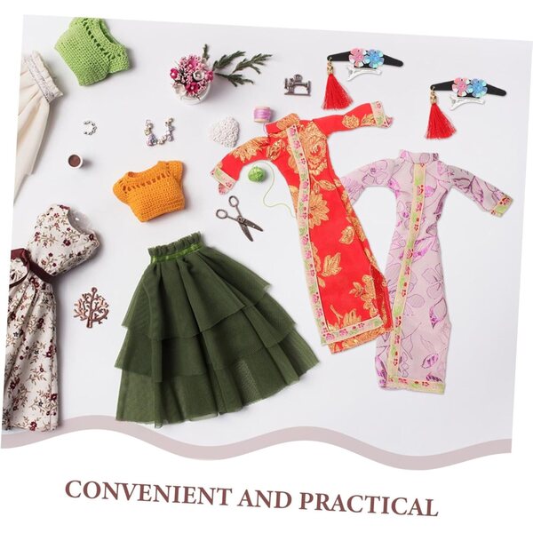 4 Set Vestiti Cheongsam Cinesi per Bambole - Costumi Tradizionali Decorativi