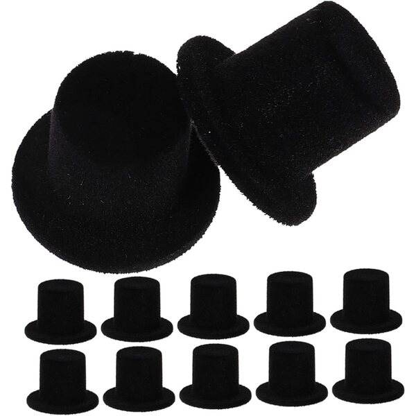 Beaupretty 30 Mini Cappelli Neri a Cilindro per Bambole e Decorazioni Fai da Te