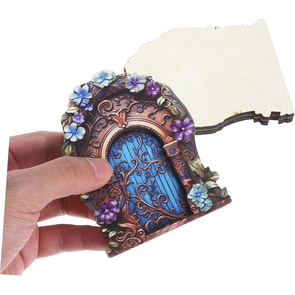 2 Porte delle Fate in Legno 10x8 cm per Decorazioni Cameretta e Giardinaggio