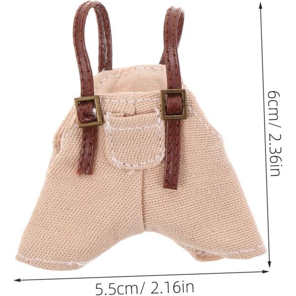 FM FUNNETOYU Puppenkleid aus Baumwolle mit Hosen und Hosenträgern, kreative Accessoires