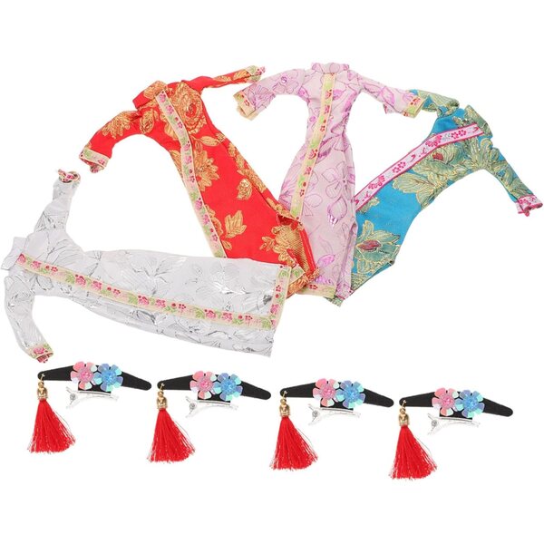 4 set vestiti Cheongsam per bambole con motivo floreale – abiti gioco di ruolo cinesi