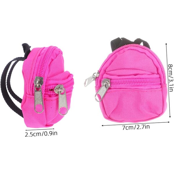 BESPORTBLE 4 Mini Zaini per Bambola con Cerniera, Accessori Scuola in Nylon 8x7 cm
