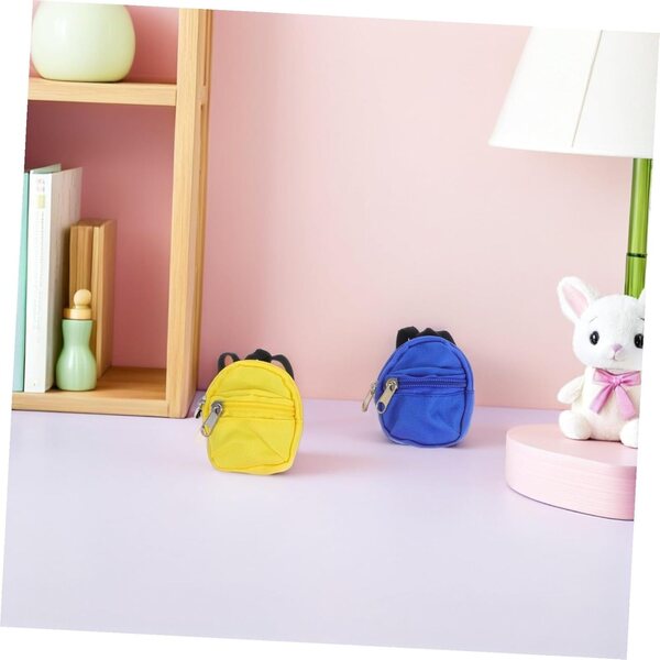 BESPORTBLE 4 Mini Zaini per Bambola con Cerniera, Accessori Scuola in Nylon 8x7 cm