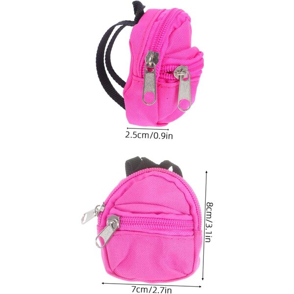 BESPORTBLE 4 Mini Zaini per Bambola con Cerniera, Accessori Scuola in Nylon 8x7 cm