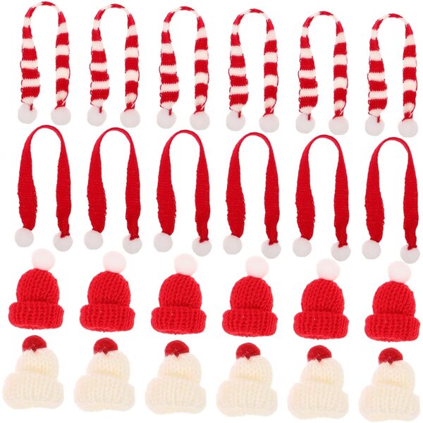 YARNOW Set mit 40 bunten Mini-Schals und Weihnachtsmützen für Puppen