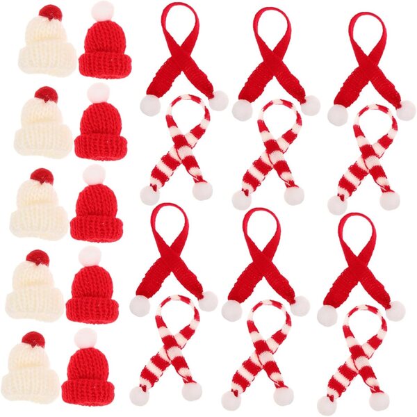 BESPORTBLE Set 40pz Cappelli e Sciarpe Natalizi Mini per Bambole Decorazioni