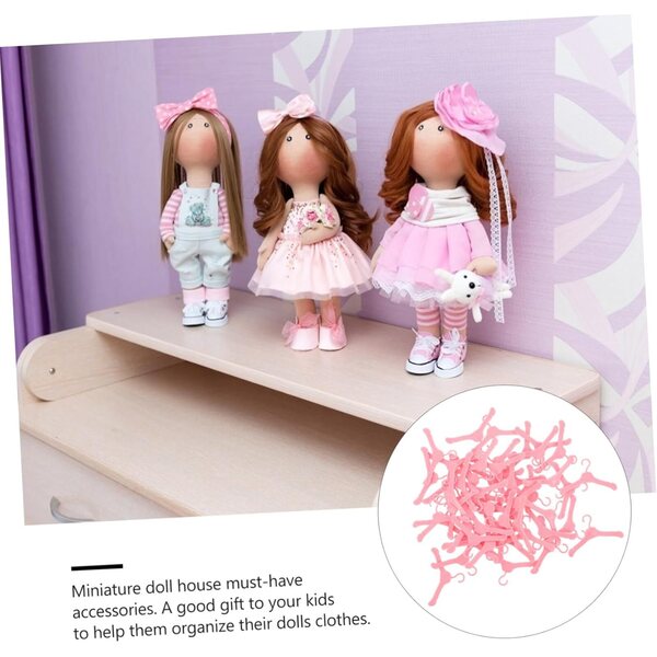 ERINGOGO 50 Mini-Puppenkleiderbügel aus leichtem und widerstandsfähigem rosa Kunststoff