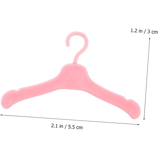 ERINGOGO 50 Mini-Puppenkleiderbügel aus leichtem und widerstandsfähigem rosa Kunststoff