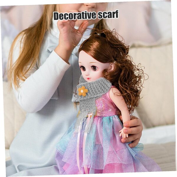 Hemobllo Mini Sciarpe Regolabili in Filato Grigio per Bambole e Decorazioni DIY - 5 Pezzi