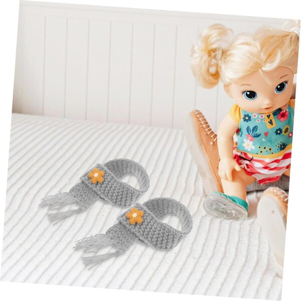 Hemobllo Mini Sciarpe Regolabili in Filato Grigio per Bambole e Decorazioni DIY - 5 Pezzi