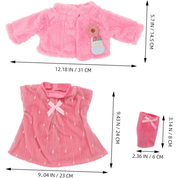 ERINGOGO Set Vestiti in Tessuto per Bambole con Gonna, Cappotto e Calzini