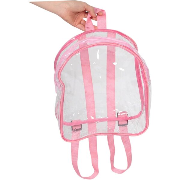 Organizer Trasparente Rosa in PVC per Bambole, Peluche e Piccoli Oggetti Portatile