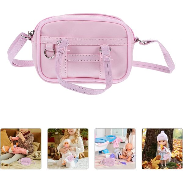 BESPORTBLE Mini Borsa per Bambole Rosa in PU per Case di Bambole 18 cm