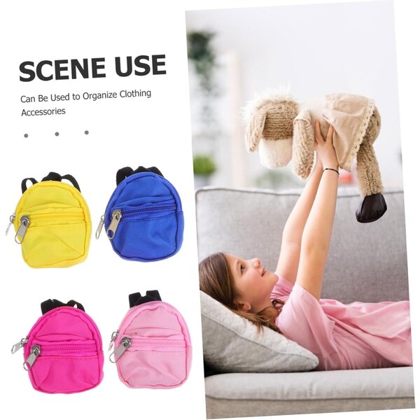 BESTonZON 4pz Zaini Miniatura per Bambole con Cerniera, Accessori Casa delle Bambole