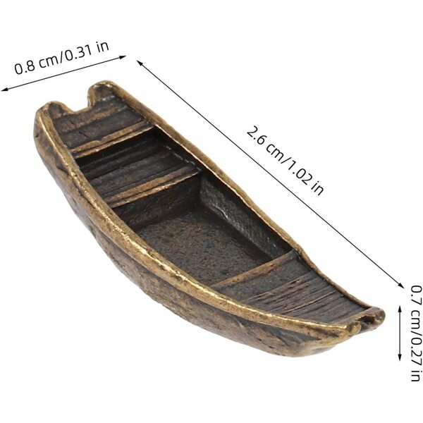 Modellino Barca in Rame Miniatura Decorativa Stile Rustico 2,6x0,8 cm