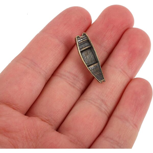 Modellino Barca in Rame Miniatura Decorativa Stile Rustico 2,6x0,8 cm