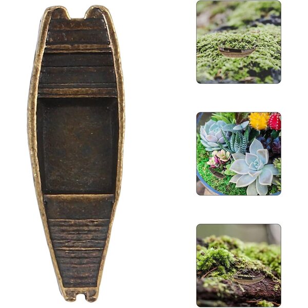 Modellino Barca in Rame Miniatura Decorativa Stile Rustico 2,6x0,8 cm