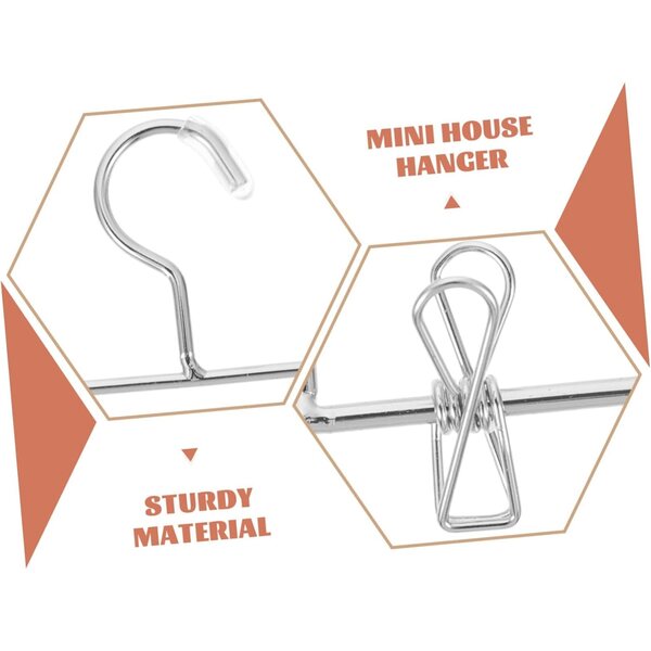 Mini-Puppenkleiderbügel aus Metall, 5 Stück, silberfarben, robust, für Puppenhaus