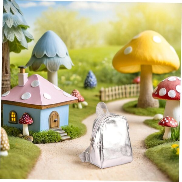 Set 2 Zaini Miniatura per Bambole in Metallo Argento, Facili da Pulire e Leggeri