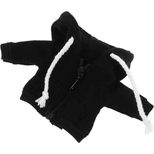 WOONEKY Mini zwarte hoodie voor poppen - Zacht en knus 11x11 cm