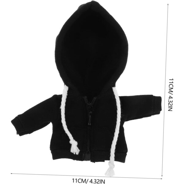WOONEKY Mini zwarte hoodie voor poppen - Zacht en knus 11x11 cm