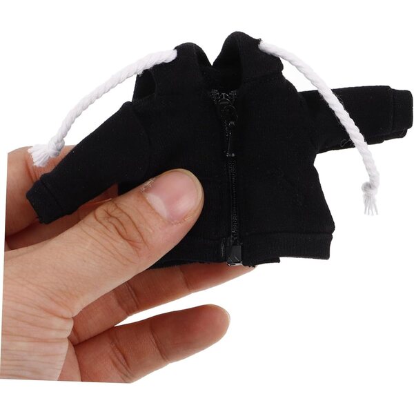 WOONEKY Mini zwarte hoodie voor poppen - Zacht en knus 11x11 cm