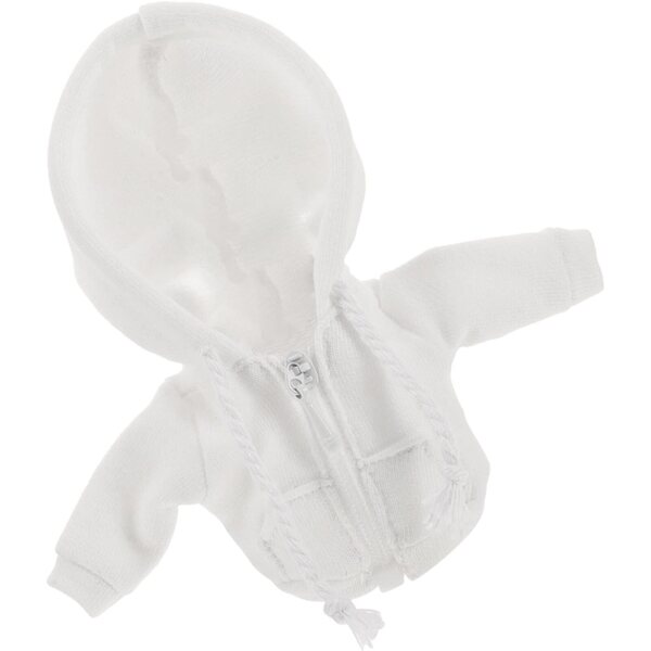Felpa cappuccio bianca micro 1/12 per bambole, accessorio abbigliamento fai da te