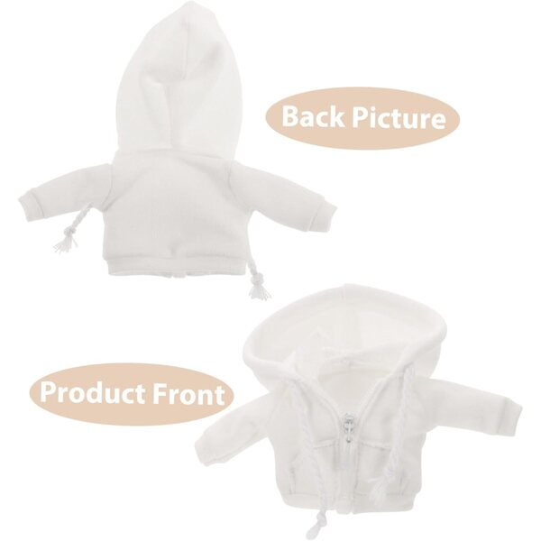 Felpa cappuccio bianca micro 1/12 per bambole, accessorio abbigliamento fai da te