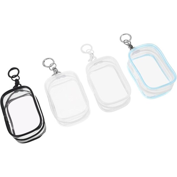 4 Borse Trasparenti in PVC con Portachiavi per Custodia e Esposizione Bambole e Peluche