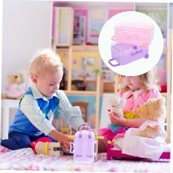 Set 2 Mini Valigie Viola per Bambole - Accessori Pratici e Resistenti in Plastica